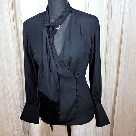 Joie Jayla Longsleeve Fringe Scarf Blouse - Picture 12 of 15